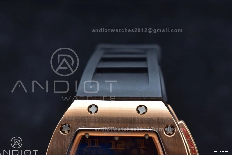 Strap Rubber Dial Best Chrono KVF RM011 1021 AllSeason Black A7750 RG on Black Edition Crystal V 1:1 1224